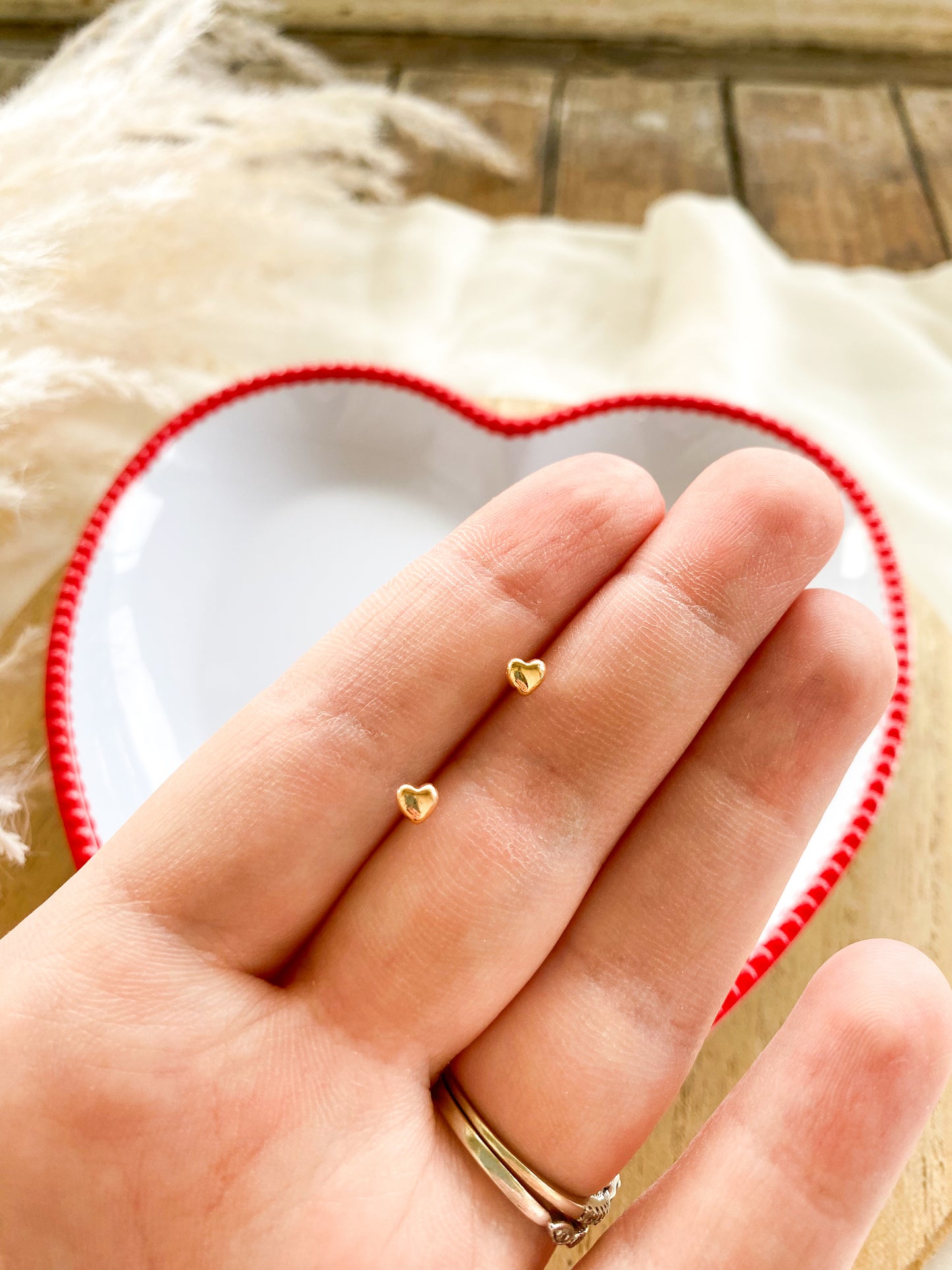 Gold Heart Studs