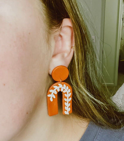 Burnt Orange Leaf Dangle