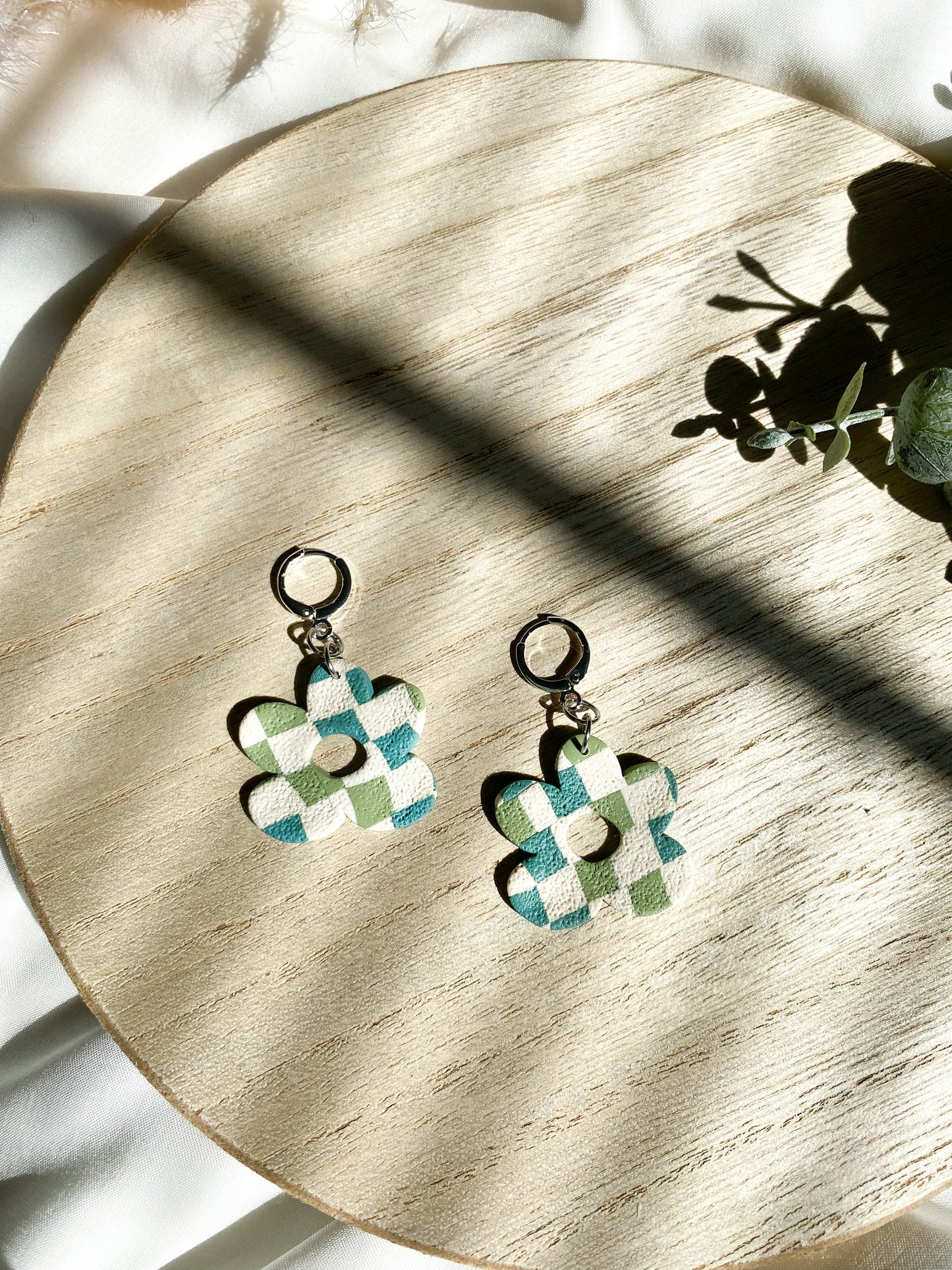 Checkered Flower Hoops