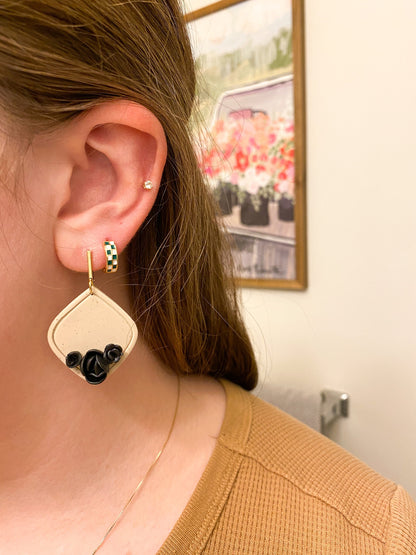 Tan and Black Floral Dangle